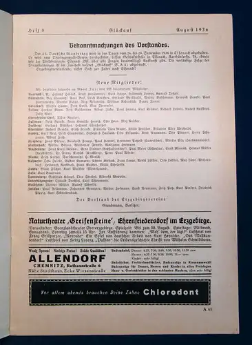 Erzgebirgsverein Glückauf Zeitschrift des Erzgebirgsvereins  56. Jahrg.1936 mb