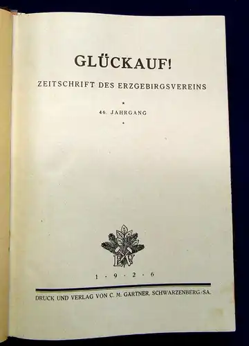 Erzgebirgsverein Glückauf Zeitschrift d Erzgebirgsvereins  46. Jahrg. 1926/27 mb