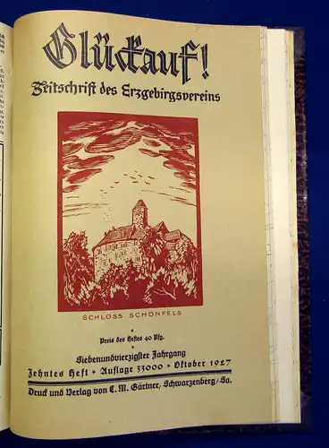 Erzgebirgsverein Glückauf Zeitschrift d Erzgebirgsvereins  46. Jahrg. 1926/27 mb