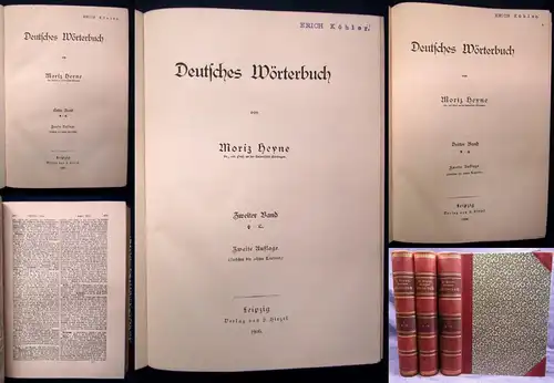 Heyne Deutsches Wörterbuch 3 Bde. komplett 1905 sehr dekorativer Einband js