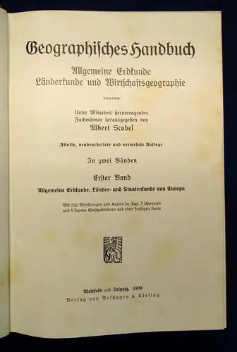 Scobel Geographisches Handbuch 2 Bde. Allgemeine Erdkunde 1909 Länderkunde js