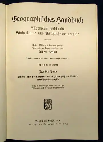 Scobel Geographisches Handbuch 2 Bde. Allgemeine Erdkunde 1909 Länderkunde js