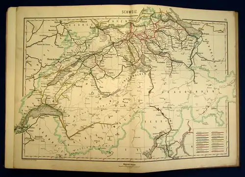 Nietmann Atlas der Eisenbahnen Mittel- Europas 1887 selten 1:700 000 js