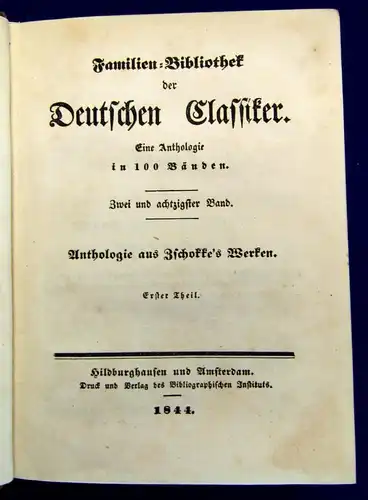 Famillien- Bibliothek der deutschen Classiker 2 Bände in 1 Buch 1844 Lyrik js