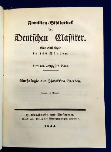 Famillien- Bibliothek der deutschen Classiker 2 Bände in 1 Buch 1844 Lyrik js