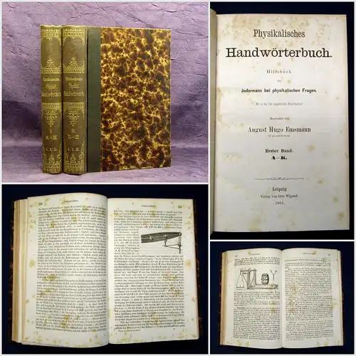 Emsmann Physikalisches Handwörterbuch Hilfsbuch füe Jedermann 1865 2 Bde mb