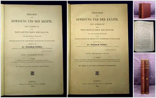 Schell Theorie d. Bewegung und der Kräfte Lehrb. d. theor. Mechanik 1879 2 Bde m