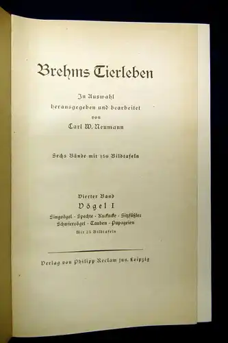 Neumann Brehms Tierleben 6 Bde um 1900 Naturwissenschaften Tiere Vögel Fische mb