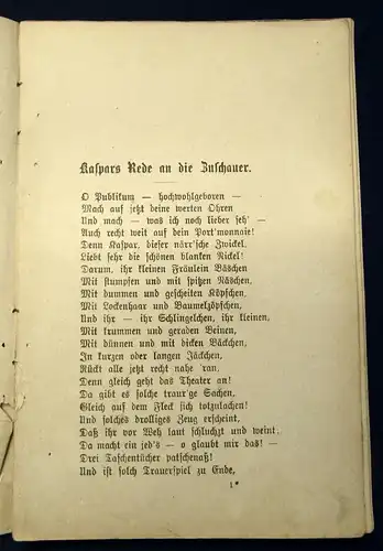 Kaspars Erdenwallen Zehn traurige Lustspiele zum Tränen-Vergießen selten 1920 js