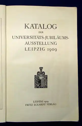 Katalog der Universitäts-Jubiläums-Ausstellung Leipzig 1909 Geschichte mb