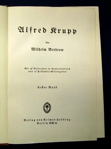 Berdrow Alfred Krupp  2 Bde 1927 Belletristik Klassiker Zeitgeschichte mb