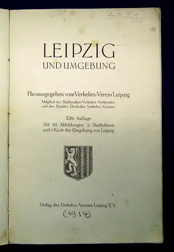 Verkehrsverein Leipzig Leipzig und Umgebung 1914 Ortskunde Landeskunde mb