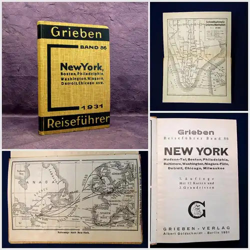 Grieben Reiseführer Bd 86 New-York 1931  Guide Führer Reiseführer Ortskunde mb