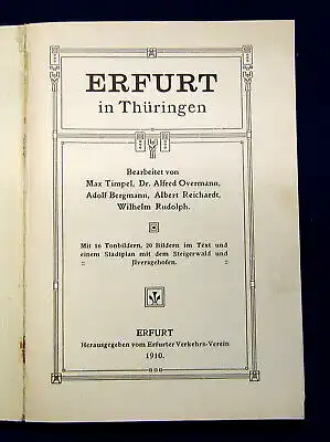 Timpel, Overmann,Bergmann Erfurt in Thüringen 1910 Guide Reiseführer Sachsen mb