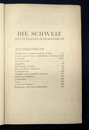 Furrer Die Schweiz Illustriertes Reisehandbuch 1929 Routenführer Guide js