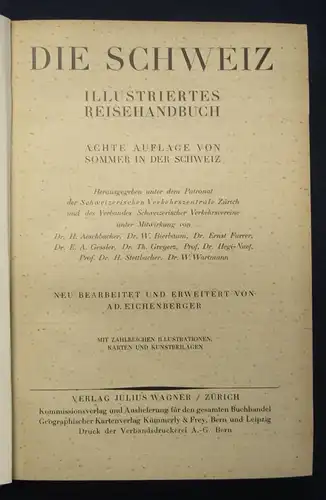 Furrer Die Schweiz Illustriertes Reisehandbuch 1929 Routenführer Guide js