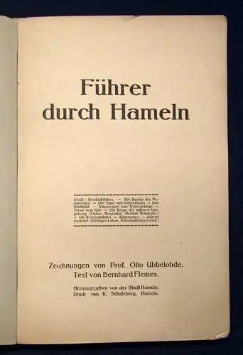 Flemes Führer durch Hameln um 1930 Niedersachsen Ortskunde Geografie js