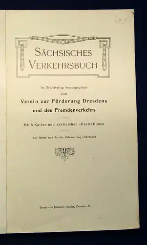 Sächsisches Verkehrsbuch 1906 5 Karten und Illustrationen Saxonica Ortskunde js