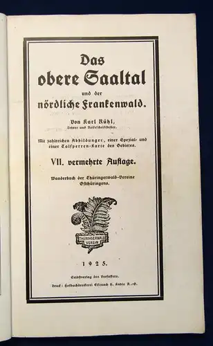 Rühl Das obere Saalthal und der nördliche Frankenwald 1925 Wanderbuch js