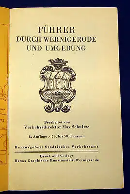 Städt. Verkehrsamt Führer durch Wernigerode u Umgeb. um 1925 Guide Reiseführer m