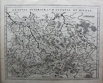 Kupferstichkarte Saxonia Superior, cum Lusatia et Misnia um 1630 Landkarte sf