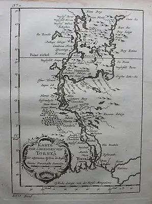 Kupferstichkarte der Gegend von Tornea 1758 Landkarte Finnland Geografie sf