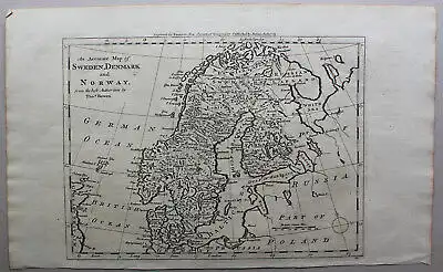 Kupferstichkarte Map of Sweden, Denmark and Norway um 1780 Landkarte sf