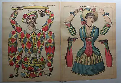 Pellerin/Schreiber Lithografien 6 Ausschneidebögen für Zielfiguren um 1910 sf