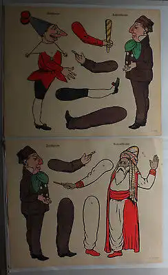 Pellerin/Schreiber Lithografien 6 Ausschneidebögen für Zielfiguren um 1910 sf