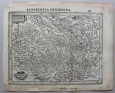 Kupferstich Karte Lothringen "Lotharingia Meridiona" um 1650 Frankreich sf