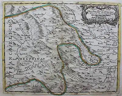 Kupferstichkarte Reyse cart aus dem delphinat inn Italien um 1750 Landkarte sf
