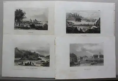 Konvolut von 10 Stahlstichansichten aus Schweden um 1840 Landschaften sf