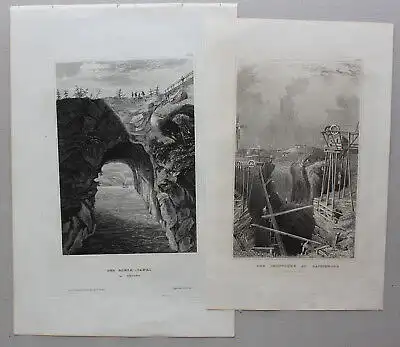 Konvolut von 10 Stahlstichansichten aus Schweden um 1840 Landschaften sf