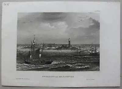 Konvolut von 5 Stahlstichansichten aus Schweden um 1840 Landschaften sf