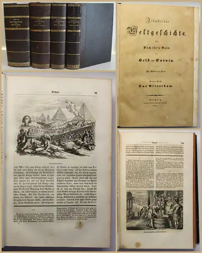held u. Corvin Illustrierte Weltgeschichte 1844 4 Bde Geselslchaft Militaria sf