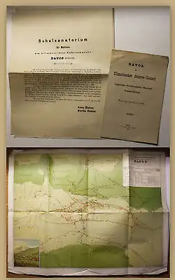 Chromolithographischer Plan Davos 1886 Schweiz Geografie Geographie Ortskunde sf