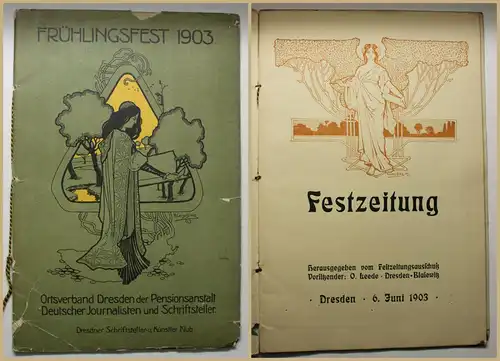 Festzeitung Frühlinhsfest Juni 1903 Dresden Sachsen Ortskunde Kunst Kultur sf