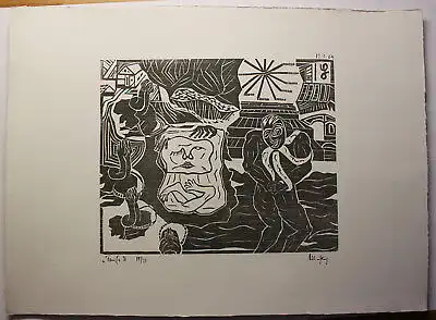 "Taufe II" 1969 Holzschnitt Linolschnitt Grafik Kunst Druck Original Nr. 18 sf