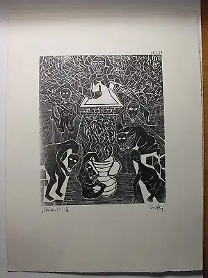 "Laokoon I." 1969 Holzschnitt Linolschnitt Grafik Kunst Druck Original Nr. 6 sf