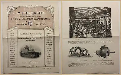 Orig Werbeblatt Mitteilungen aus dem Arbeitsgebiet Lahmeyerwerke 1906 Technik sf