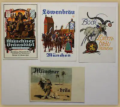 4 Postkarten Löwenbräu-Festhalle 1928 Oktoberfest München Bayern Brauerei sf