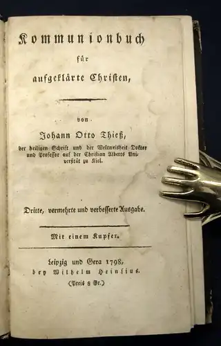 Thieß Kommunionbuch für aufgeklärte Schriften 1798 von der heiligen Schrift js