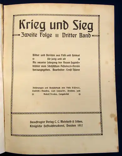 Thiene Krieg und Sieg 2 Bde 1917/18 Gechichte Gesellschaft Politik Krieg  mb