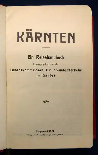 Landeskommission für Fremdenverkehr Kärnten 1927 Reiseführer Guide  Reisen mb