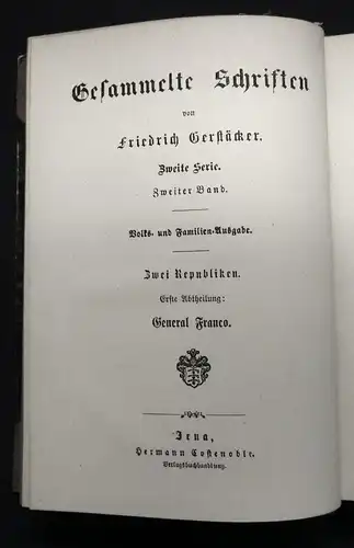 Gerstäcker, Friedrich Gesammelte Schriften Bd.24 General Franco um 1900 js