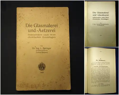 Springer Die Glasmalerei und Aetzerei 1923 Technik altes Handwerk Glas  mb