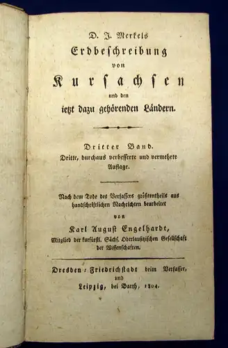D. J. Merkels Erdbeschreibung von Kursachsen 1804 Geographie Geschichte mb