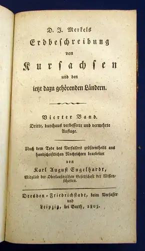 D. J. Merkels Erdbeschreibung von Kursachsen 1804 Geographie Geschichte mb