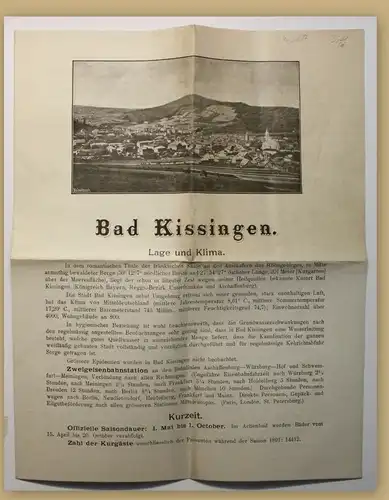 Orig. Prospekt Bad Kissingen um 1880 Kurort Reise Ortskunde Hessen Klima sf