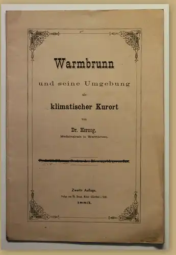 Orig. Prospekt Warmbrunn und seine Umgebung 1883 Kurort Reise Polen sf